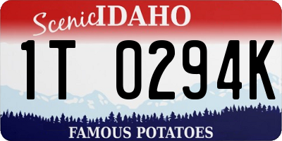 ID license plate 1T0294K