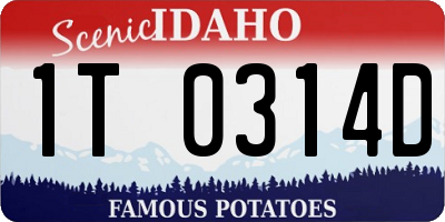ID license plate 1T0314D