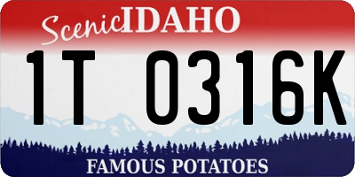 ID license plate 1T0316K