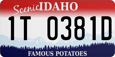 ID license plate 1T0381D