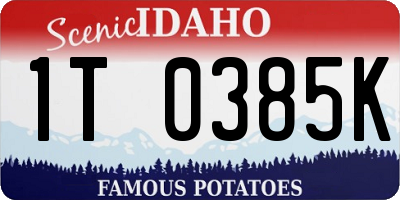 ID license plate 1T0385K