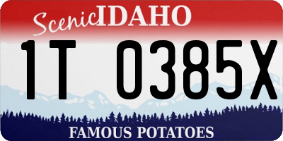 ID license plate 1T0385X