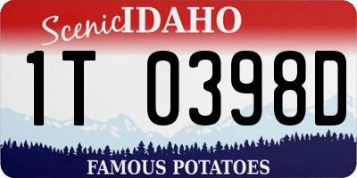 ID license plate 1T0398D
