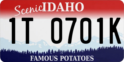 ID license plate 1T0701K