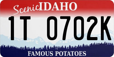 ID license plate 1T0702K