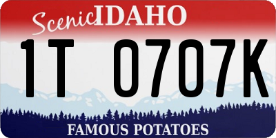 ID license plate 1T0707K