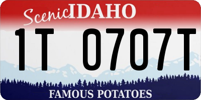 ID license plate 1T0707T