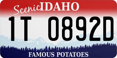 ID license plate 1T0892D