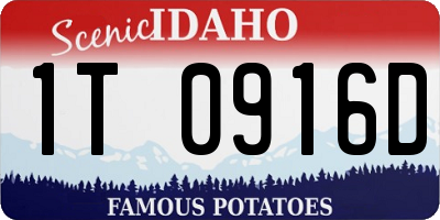 ID license plate 1T0916D