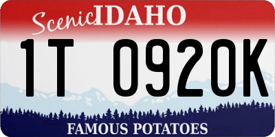 ID license plate 1T0920K