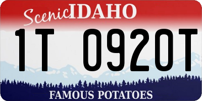 ID license plate 1T0920T