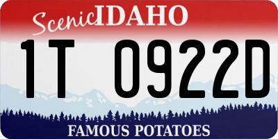 ID license plate 1T0922D
