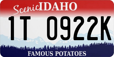 ID license plate 1T0922K