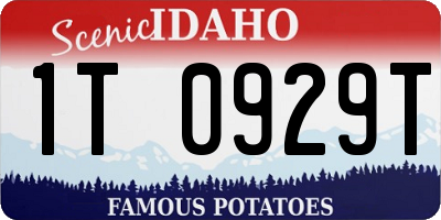 ID license plate 1T0929T