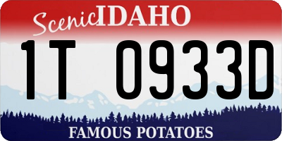 ID license plate 1T0933D