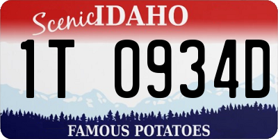 ID license plate 1T0934D