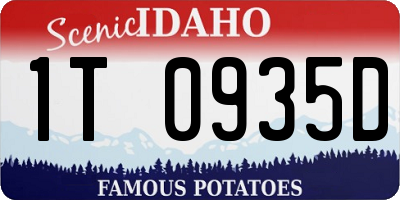 ID license plate 1T0935D