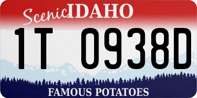 ID license plate 1T0938D