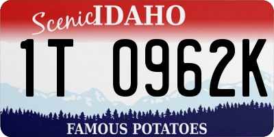 ID license plate 1T0962K