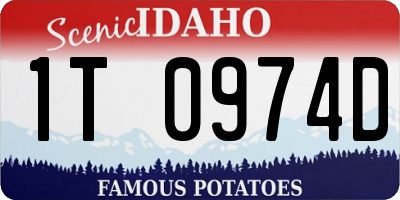 ID license plate 1T0974D