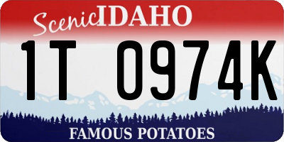 ID license plate 1T0974K