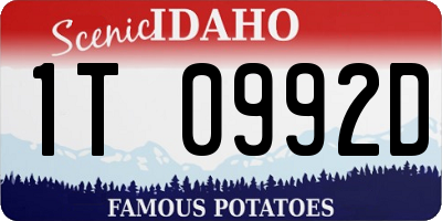 ID license plate 1T0992D