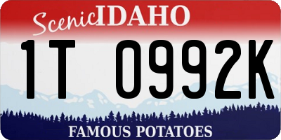 ID license plate 1T0992K