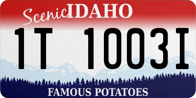 ID license plate 1T1003I