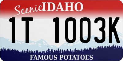 ID license plate 1T1003K