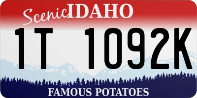 ID license plate 1T1092K