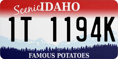 ID license plate 1T1194K