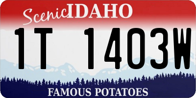 ID license plate 1T1403W