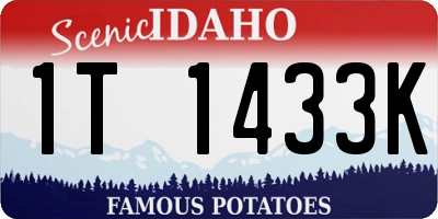 ID license plate 1T1433K