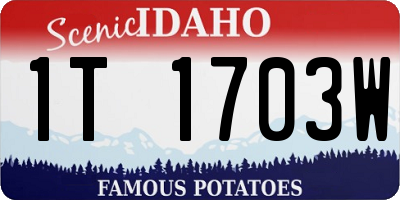 ID license plate 1T1703W