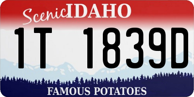 ID license plate 1T1839D