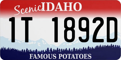 ID license plate 1T1892D