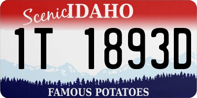 ID license plate 1T1893D