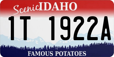 ID license plate 1T1922A