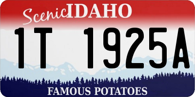 ID license plate 1T1925A