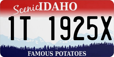 ID license plate 1T1925X
