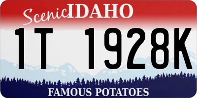 ID license plate 1T1928K