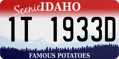 ID license plate 1T1933D