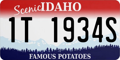 ID license plate 1T1934S