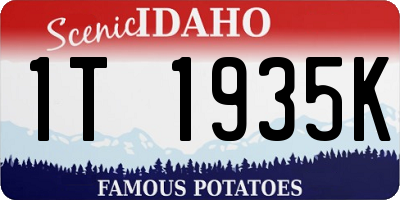 ID license plate 1T1935K