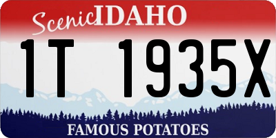 ID license plate 1T1935X