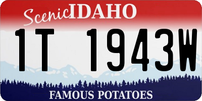 ID license plate 1T1943W