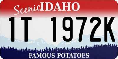 ID license plate 1T1972K