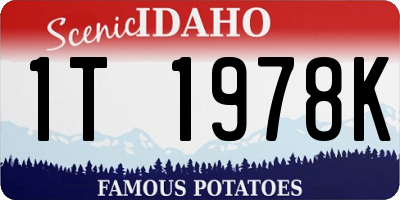 ID license plate 1T1978K