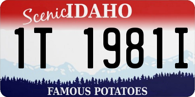 ID license plate 1T1981I
