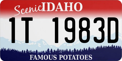 ID license plate 1T1983D